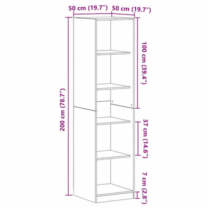 vidaXL Wardrobe Black Oak 50 x 50 x 200 cm Engineered Wood