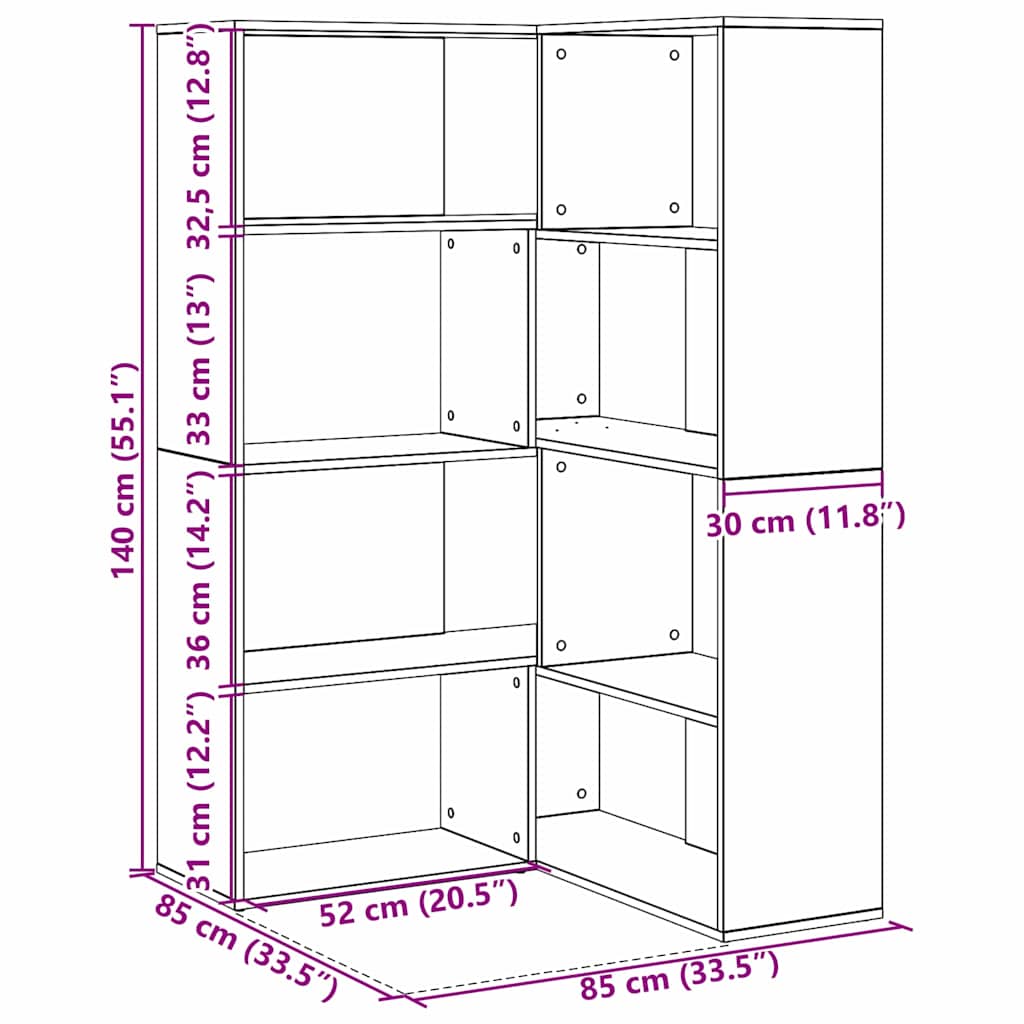vidaXL Wardrobe 6-Tier 85 x 85 x 140 cm Engineered Wood Black Oak