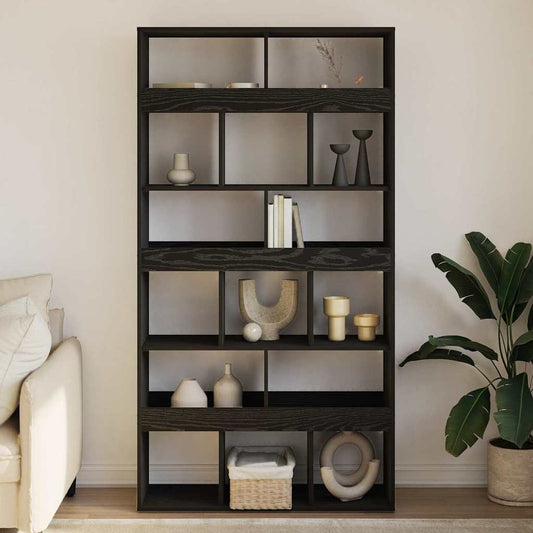 vidaXL Book Cabinet 15-Tier 100 x 33 x 187.5 cm Black Oak
