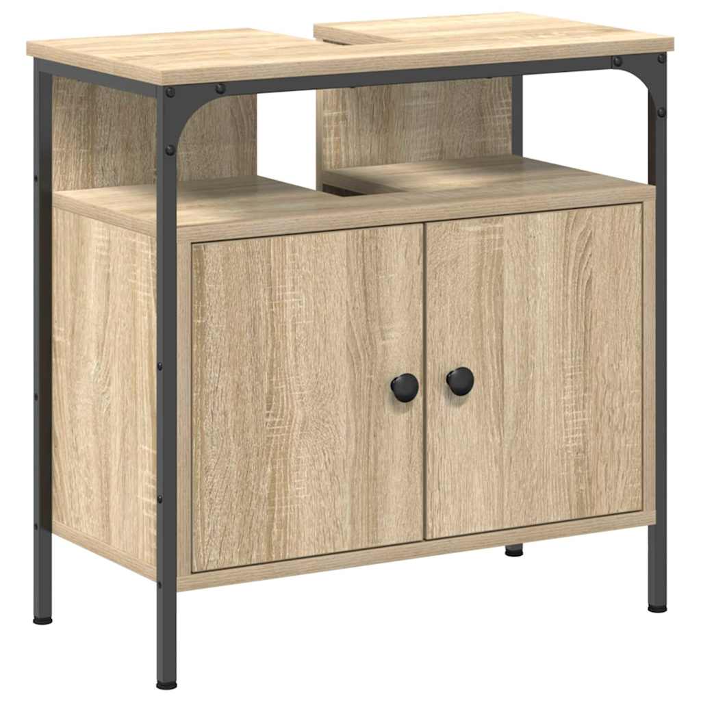 vidaXL Bathroom Furniture Set with Shelf 2 pcs Brown Engineered wood