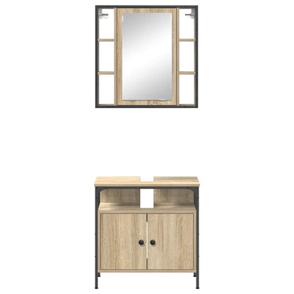 vidaXL Bathroom Furniture Set with Shelf 2 pcs Brown Engineered wood