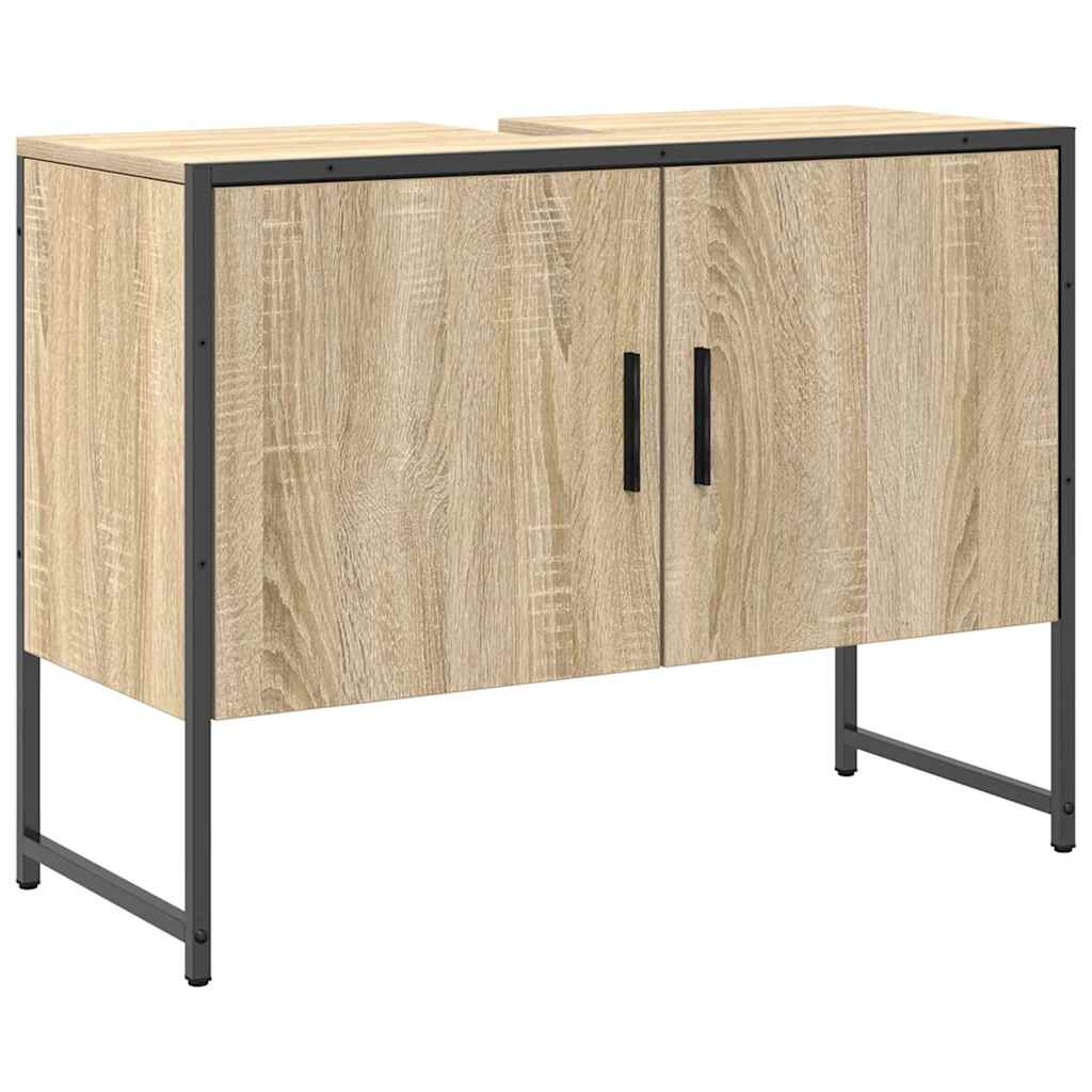 vidaXL Bathroom Furniture Set with Shelf 3 pcs Brown Engineered wood