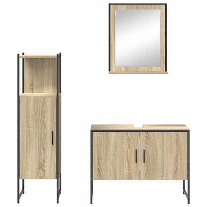 vidaXL Bathroom Furniture Set with Shelf 3 pcs Brown Engineered wood