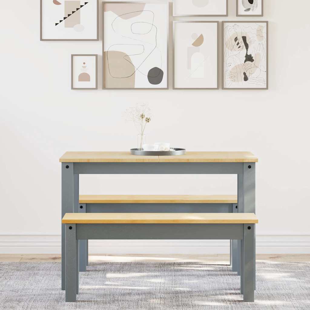 vidaXL 3 Piece Dining Set PANAMA Grey Solid Wood Pine