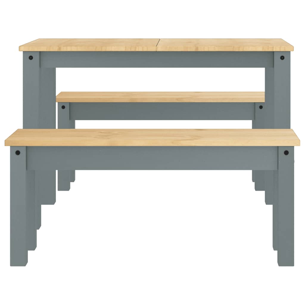 vidaXL 3 Piece Dining Set PANAMA Grey Solid Wood Pine
