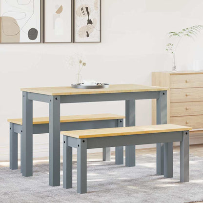 vidaXL 3 Piece Dining Set PANAMA Grey Solid Wood Pine