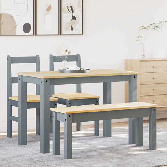 vidaXL 4 Piece Dining Set "PANAMA" Grey Solid Wood Pine