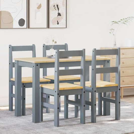 vidaXL 5 Piece Dining Set "PANAMA" Grey Solid Wood Pine
