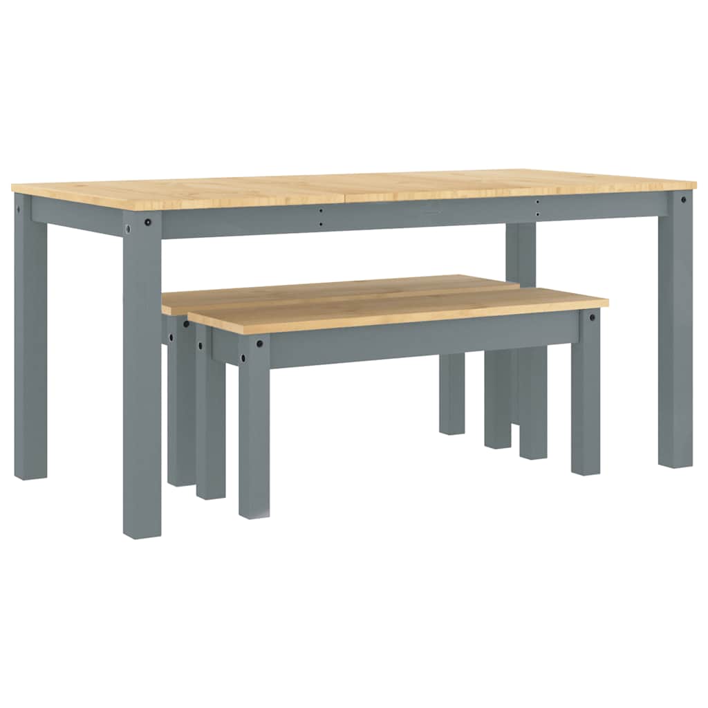 vidaXL 3 Piece Dining Set "PANAMA" Grey Solid Wood Pine