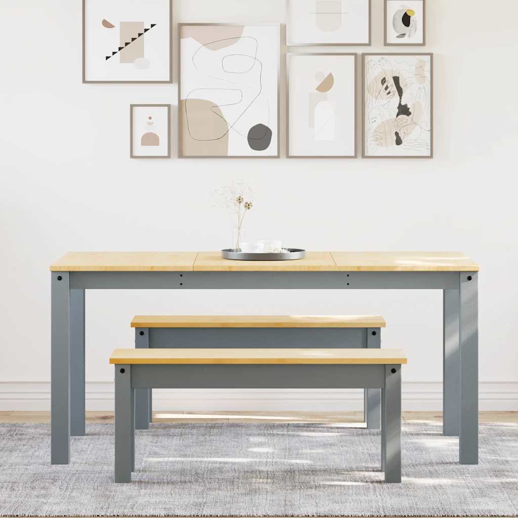 vidaXL 3 Piece Dining Set "PANAMA" Grey Solid Wood Pine