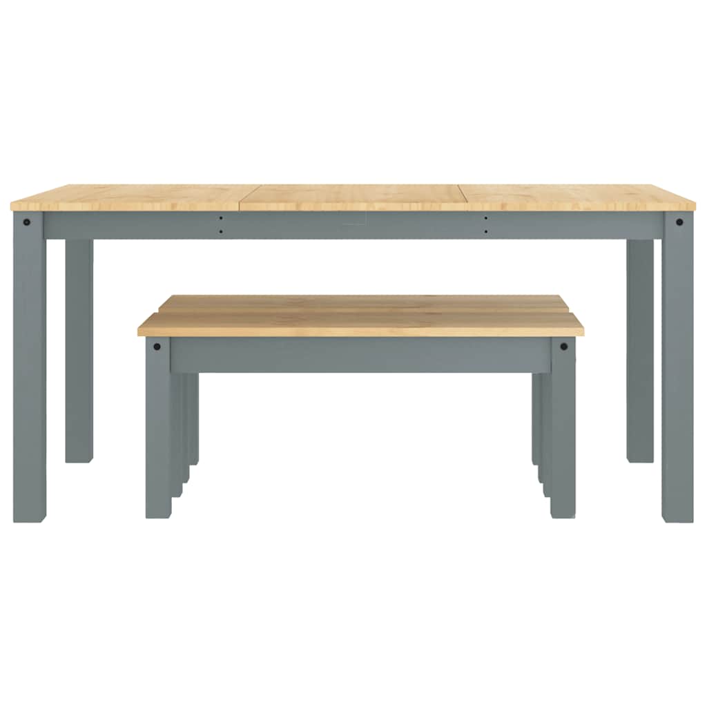 vidaXL 3 Piece Dining Set "PANAMA" Grey Solid Wood Pine
