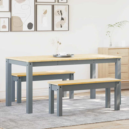 vidaXL 3 Piece Dining Set "PANAMA" Grey Solid Wood Pine