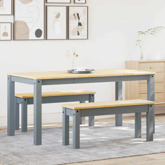 vidaXL 3 Piece Dining Set "PANAMA" Grey Solid Wood Pine