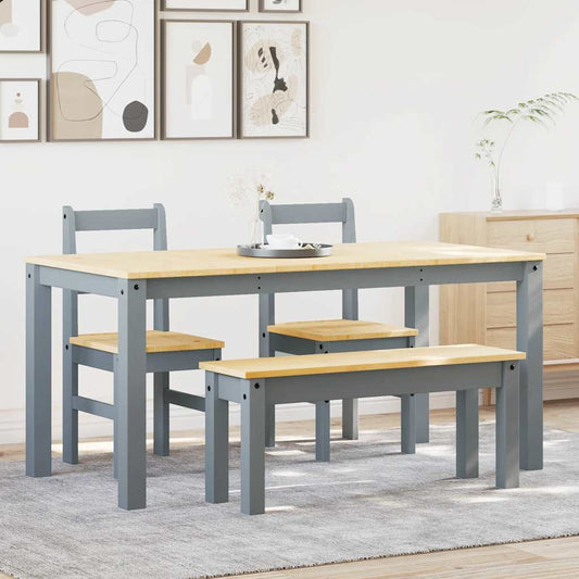 vidaXL 4 Piece Dining Set "PANAMA" Grey Solid Wood Pine