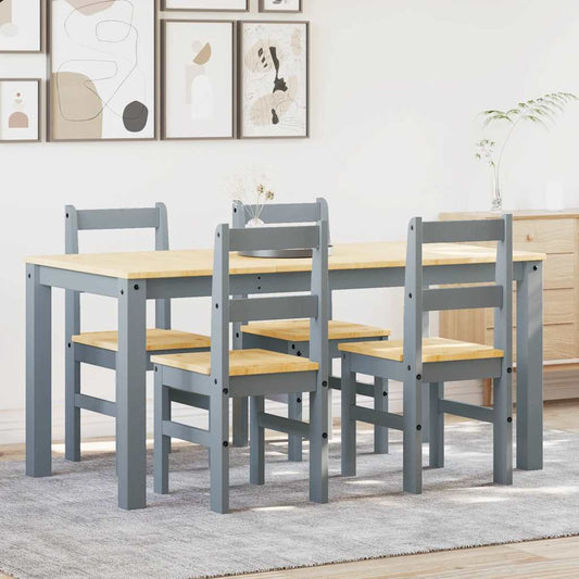 vidaXL 5 Piece Dining Set "PANAMA" Grey Solid Wood Pine