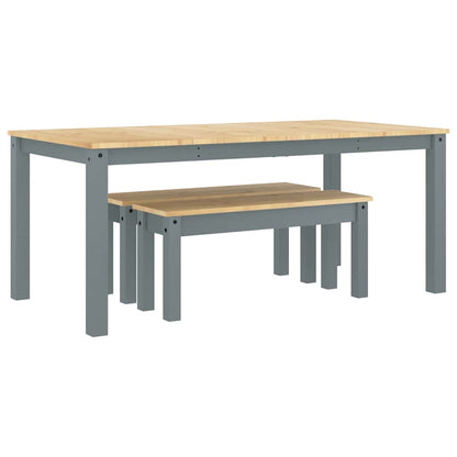 vidaXL 3 Piece Dining Set Panama Grey Solid Wood Pine