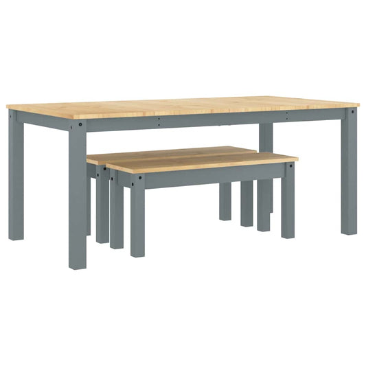 vidaXL 3 Piece Dining Set Panama Grey Solid Wood Pine
