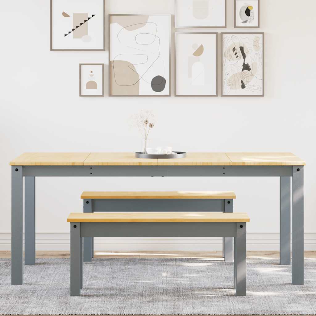 vidaXL 3 Piece Dining Set Panama Grey Solid Wood Pine