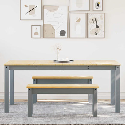 vidaXL 3 Piece Dining Set Panama Grey Solid Wood Pine