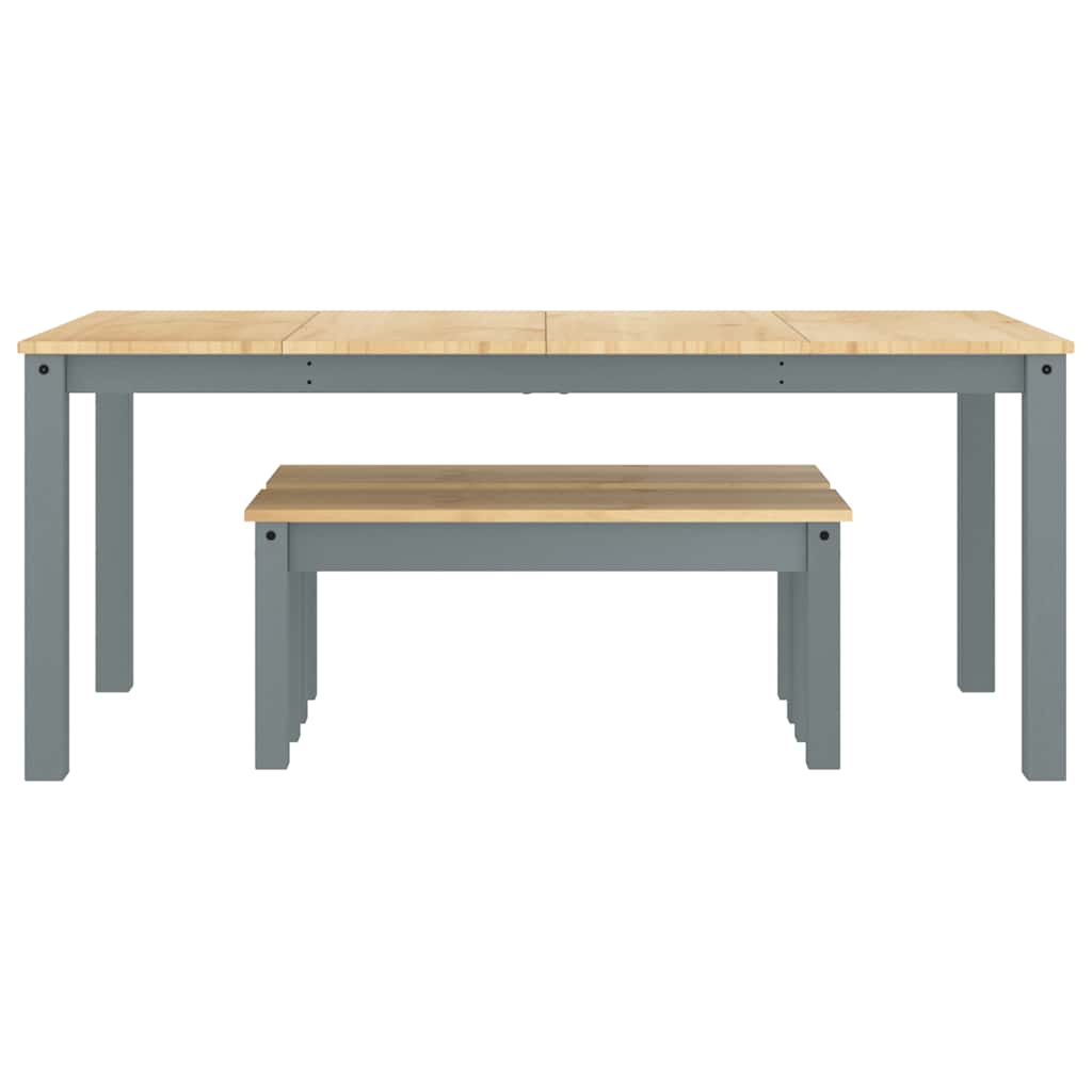 vidaXL 3 Piece Dining Set Panama Grey Solid Wood Pine