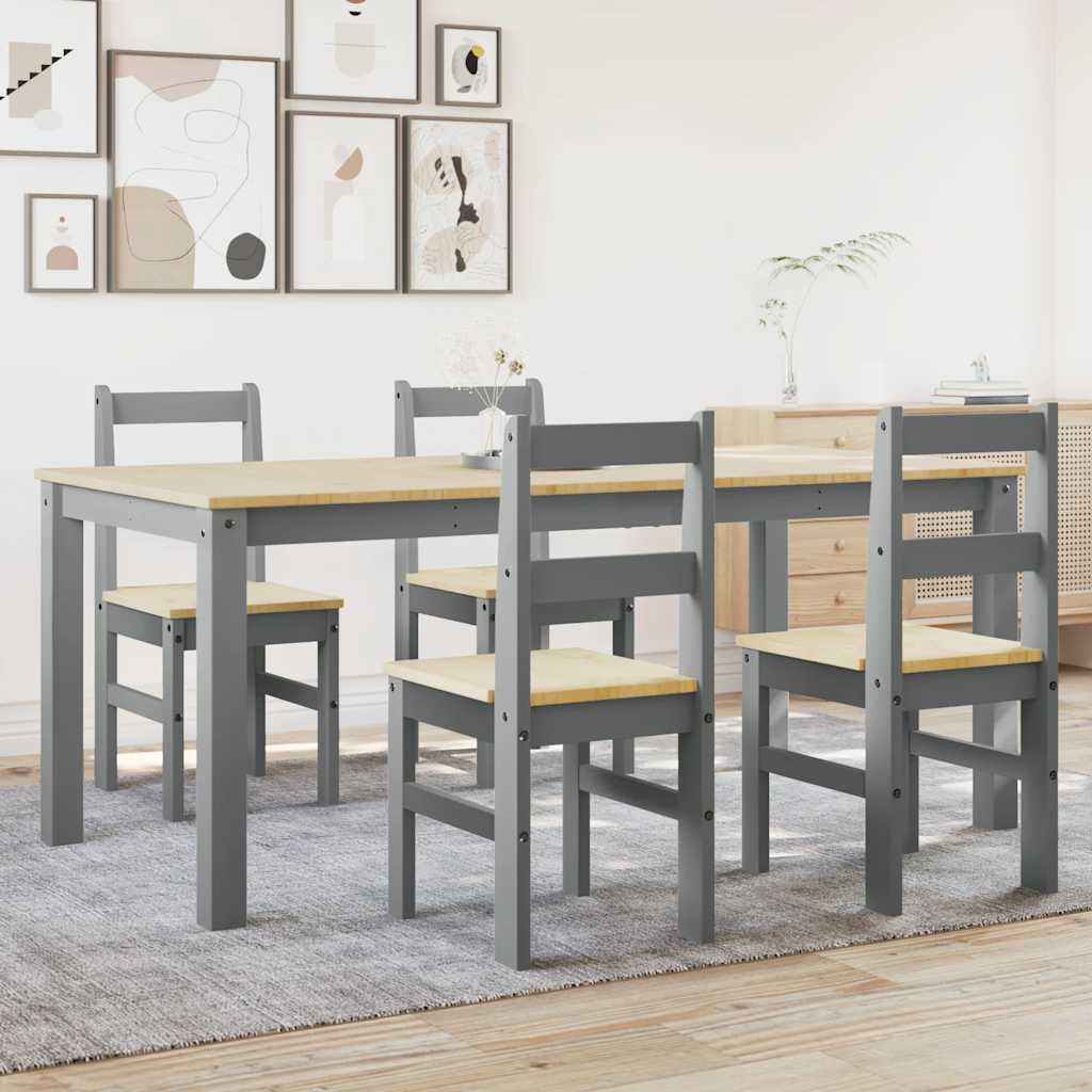 vidaXL 5 Piece Dining Set PANAMA Grey Solid Wood Pine