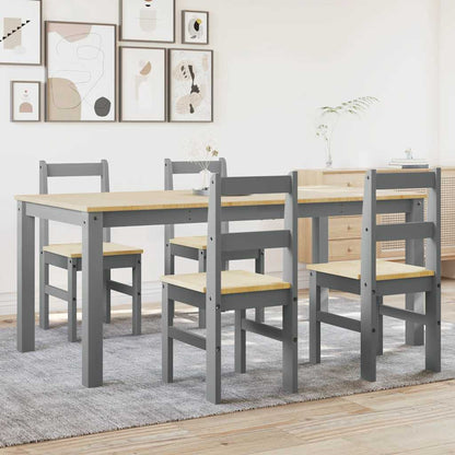 vidaXL 5 Piece Dining Set PANAMA Grey Solid Wood Pine