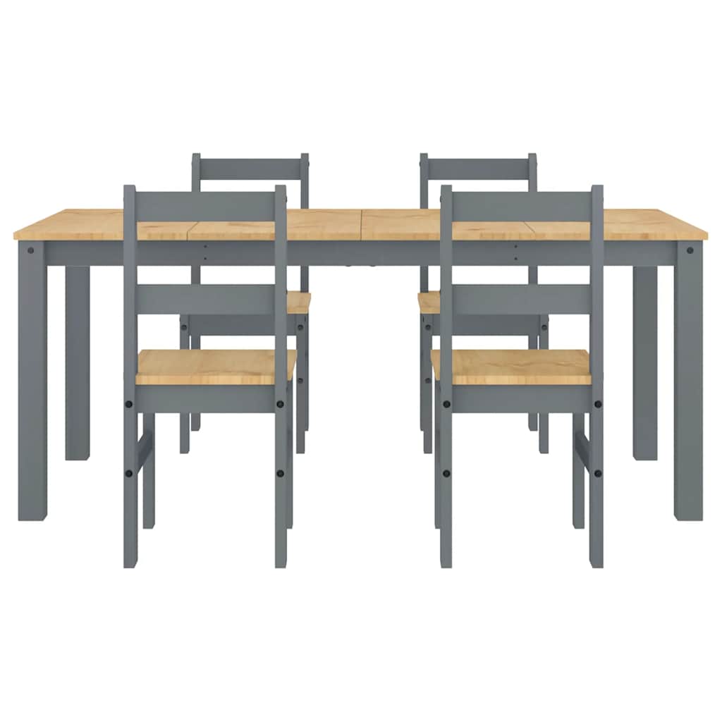 vidaXL 5 Piece Dining Set PANAMA Grey Solid Wood Pine