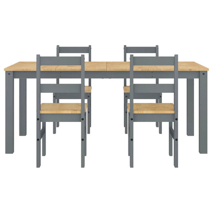 vidaXL 5 Piece Dining Set PANAMA Grey Solid Wood Pine