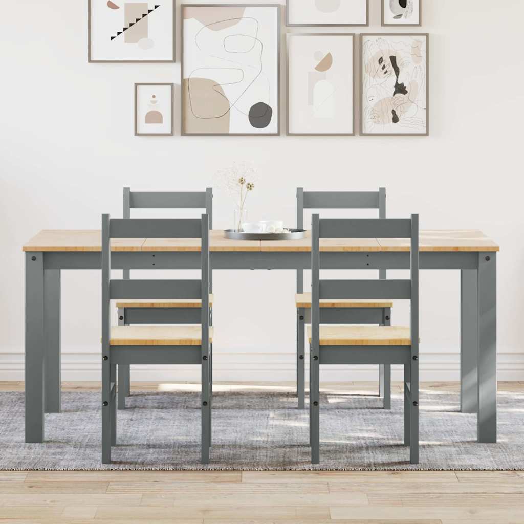 vidaXL 5 Piece Dining Set PANAMA Grey Solid Wood Pine