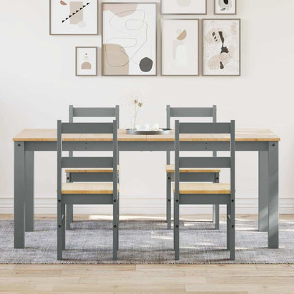 vidaXL 5 Piece Dining Set PANAMA Grey Solid Wood Pine