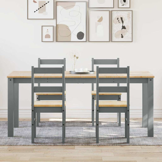 vidaXL 5 Piece Dining Set PANAMA Grey Solid Wood Pine