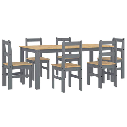 vidaXL 7 Piece Dining Set PANAMA Grey Solid Wood Pine