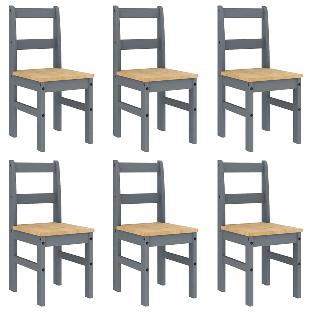 vidaXL 7 Piece Dining Set PANAMA Grey Solid Wood Pine