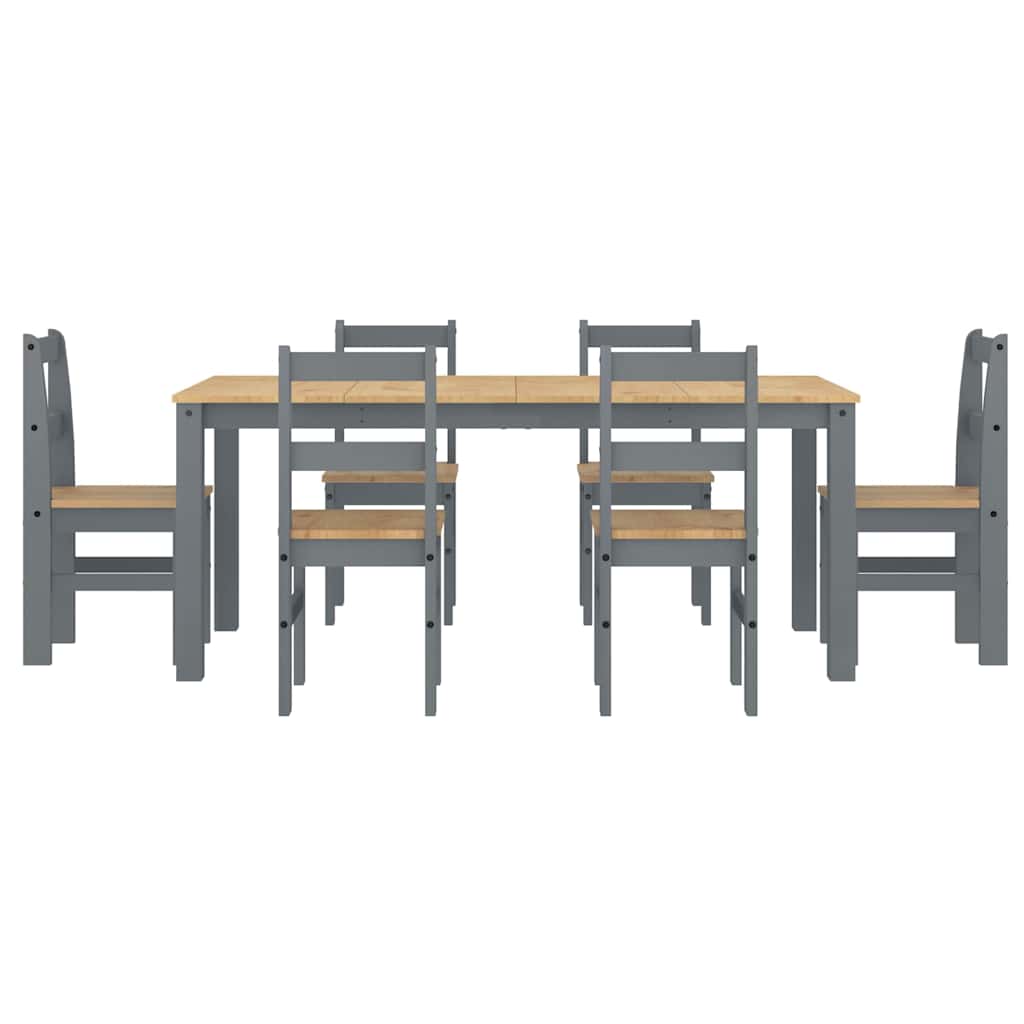 vidaXL 7 Piece Dining Set PANAMA Grey Solid Wood Pine