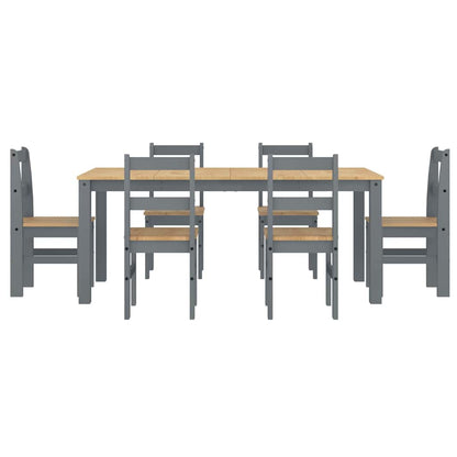 vidaXL 7 Piece Dining Set PANAMA Grey Solid Wood Pine