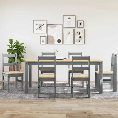 vidaXL 7 Piece Dining Set PANAMA Grey Solid Wood Pine