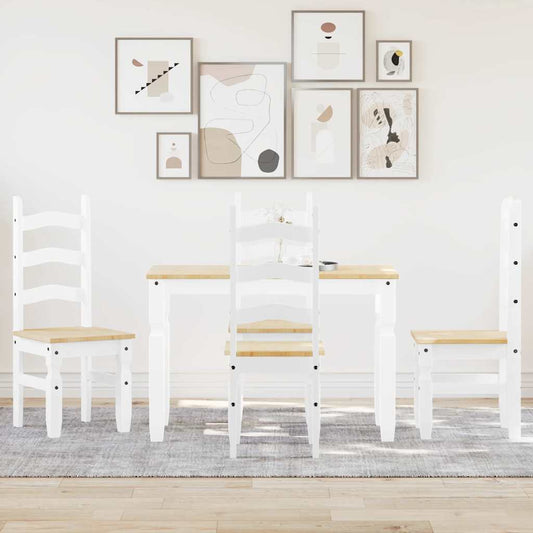 vidaXL 5 Piece Dining Set PANAMA White Solid Wood Pine