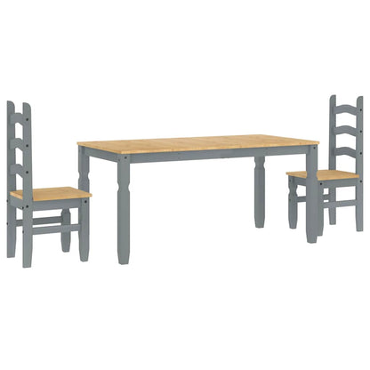 vidaXL 3 Piece Dining Set PANAMA Grey Solid Wood Pine