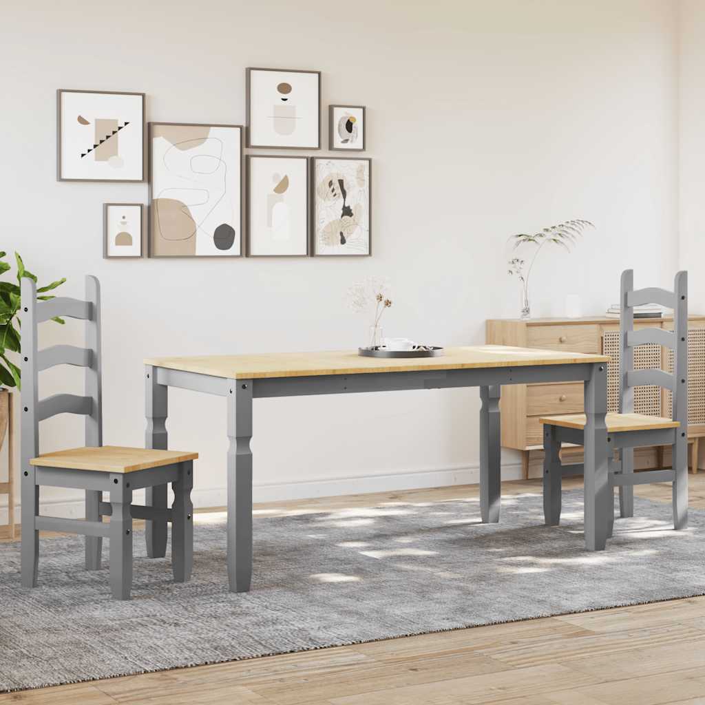 vidaXL 3 Piece Dining Set PANAMA Grey Solid Wood Pine