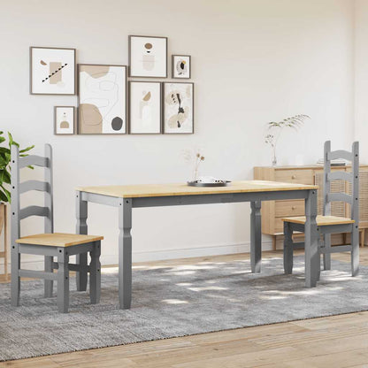 vidaXL 3 Piece Dining Set PANAMA Grey Solid Wood Pine