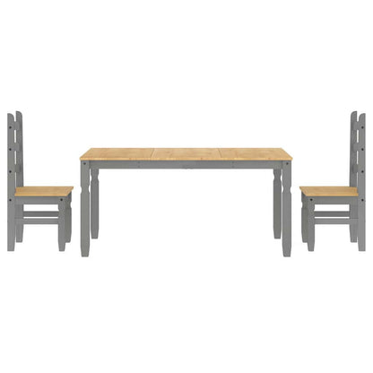 vidaXL 3 Piece Dining Set PANAMA Grey Solid Wood Pine