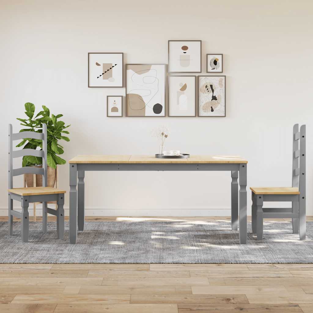 vidaXL 3 Piece Dining Set PANAMA Grey Solid Wood Pine