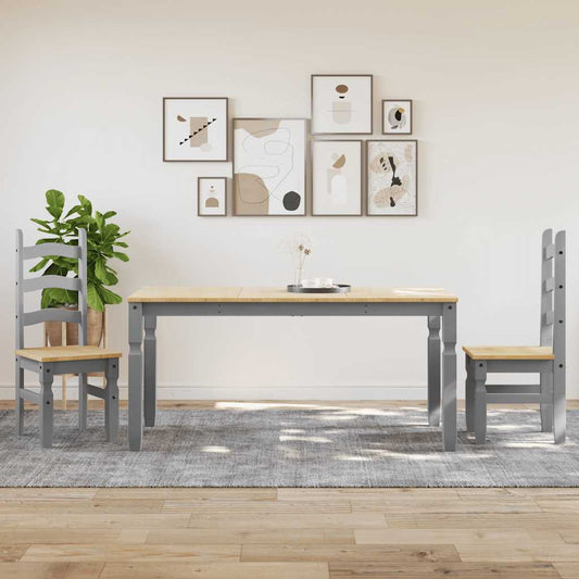 vidaXL 3 Piece Dining Set PANAMA Grey Solid Wood Pine