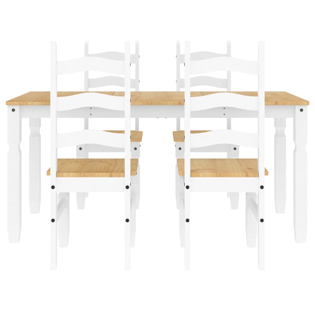 vidaXL 5 Piece Dining Set Panama White Solid Wood Pine