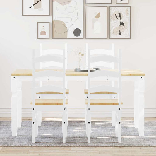 vidaXL 5 Piece Dining Set PANAMA White Solid Wood Pine