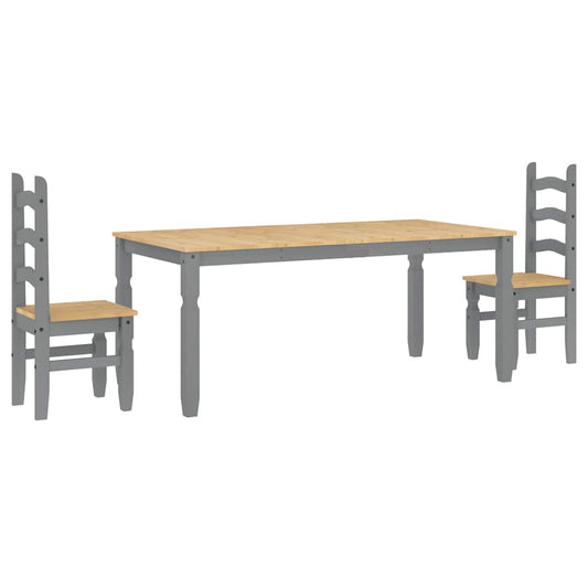 vidaXL 3 Piece Dining Set PANAMA Grey Solid Wood Pine
