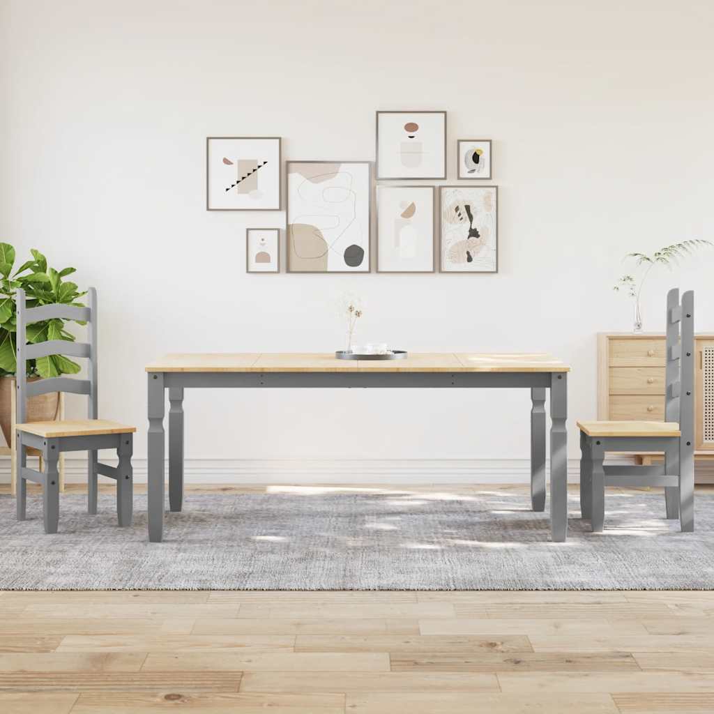 vidaXL 3 Piece Dining Set PANAMA Grey Solid Wood Pine