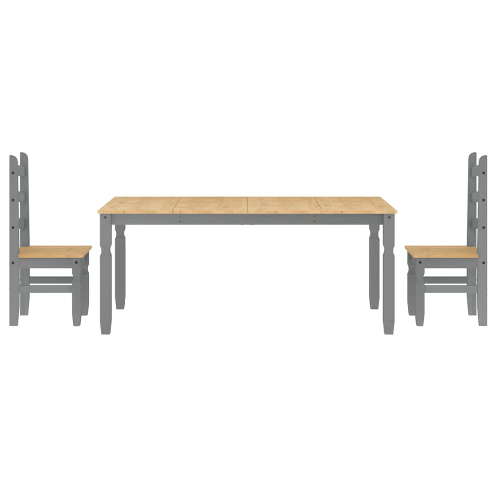 vidaXL 3 Piece Dining Set PANAMA Grey Solid Wood Pine