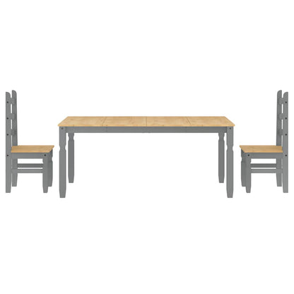 vidaXL 3 Piece Dining Set PANAMA Grey Solid Wood Pine