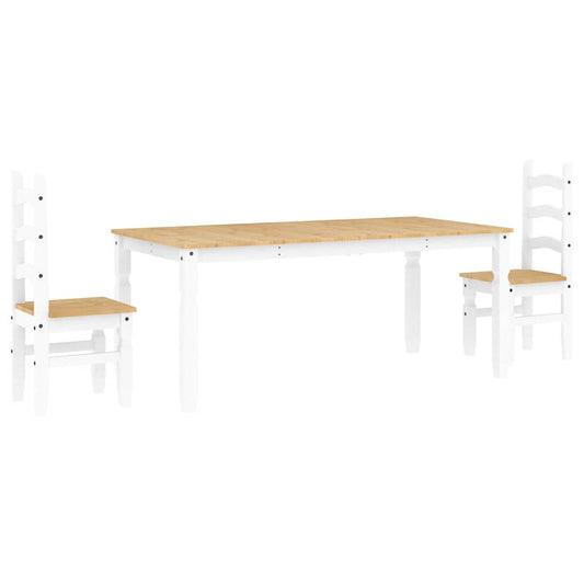 vidaXL 3 Piece Dining Set Panama White Solid Wood Pine